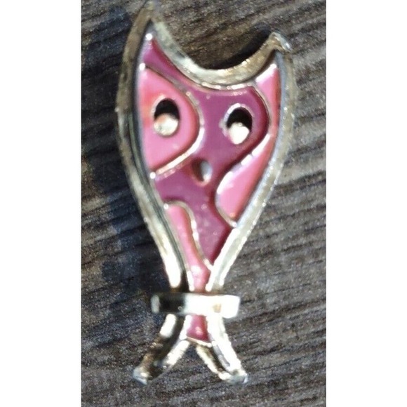 Vintage 60s painted Lot of 2 Fish & Owl Abstract Brooch Pin Enamel Over Metal - Picture 2 of 7